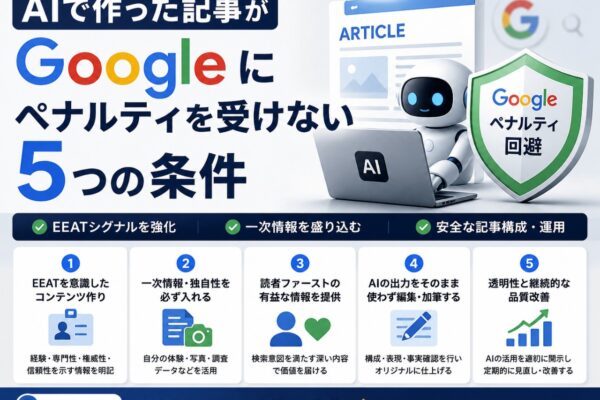 AIで作った記事がGoogleにペナルティを受けない5つの条件