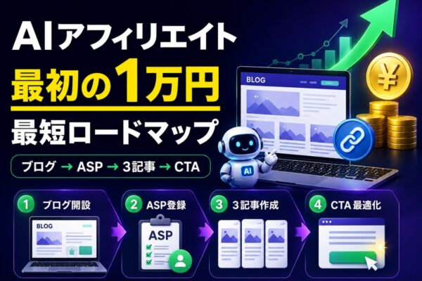 AIアフィリエイトで最初の1万円を稼ぐ最短ロードマップ