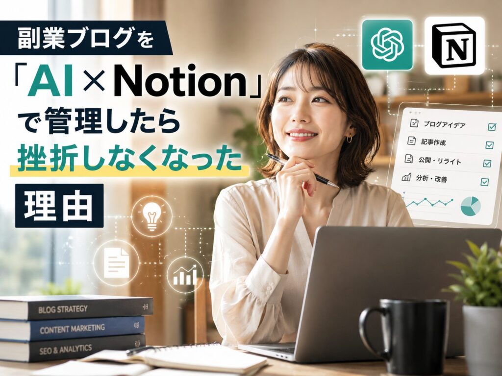 元BeInCrypto編集長が副業ブログを3回挫折した末にたどり着いた、Notion×AIによる管理術。データベース設計・週次ルーティン・スキマ時間の使い方まで、失敗談込みで正直に公開します。