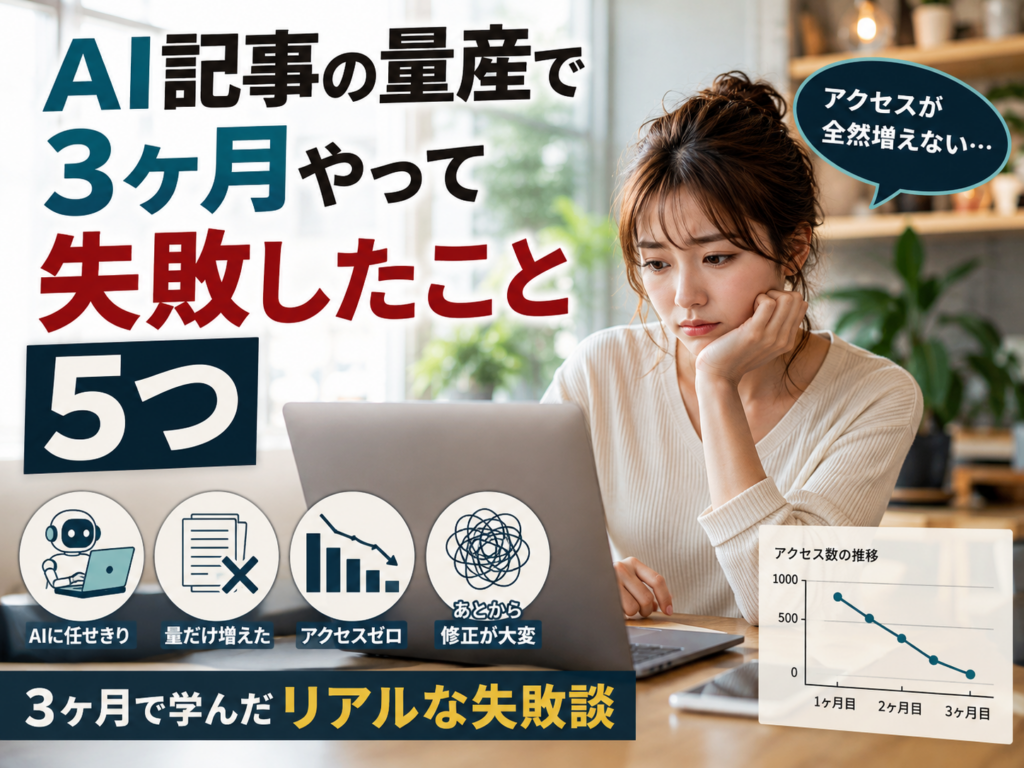 AI記事の量産で3ヶ月やって失敗したこと5つ