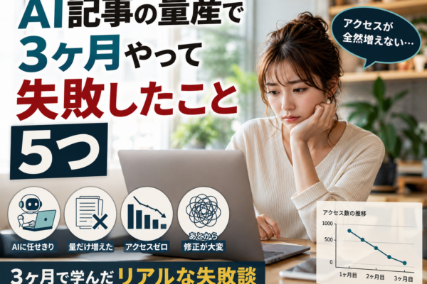 AI記事の量産で3ヶ月やって失敗したこと5つ【自戒を込めて】