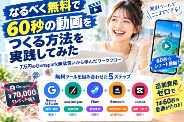 AI動画生成を無料で！｜Gensparkの失敗から学んだ60秒動画の5ステップ工作法【2026年版】
