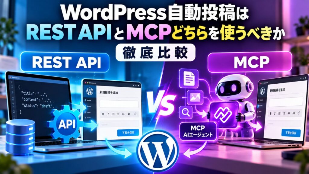 WordPress自動投稿はREST APIとMCPどちらを使うべきか徹底比較